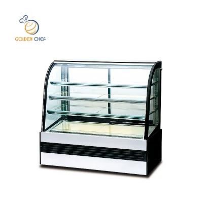 Curved Glass Door Chiller Kitchen Equipment Refrigerator Cooling Showcase Cake and Dessert and Gelato Air Cooler