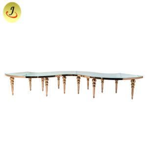 Wedding Banquet Table Stainless Steel Dining Table Set with Crystal Decoration