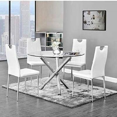 Modern Furniture Wholesale Commercial Dining Room Hotel Kitchen Cafe Coffee Restaurant Glass Round Dining Table with Iron Leg Plating