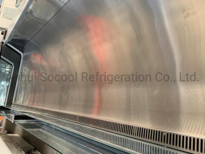 Fan Cooling Butchery Showcase for Supermarket with Transparent Glass Endpanels for Sausages