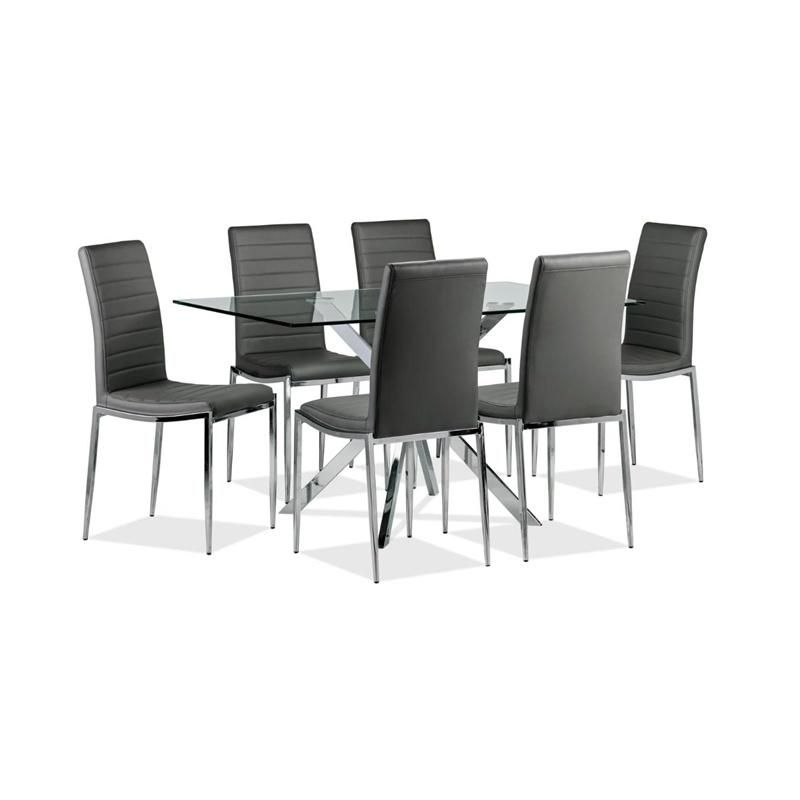 Dining Room Furniture Mesas Square Tempered Glass Chrome Legs Dining Table