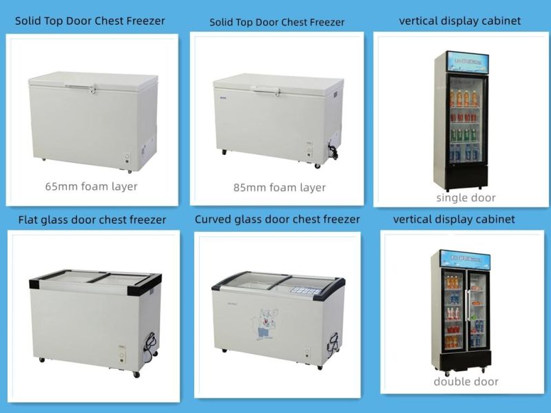 Factory Direct Price Curved Glass Door Ice Cream Cabinet Display Chest Freezers for Sale
