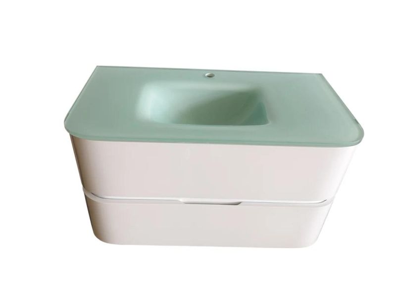 White Painted PVC Bathroom Cabinet with Glass Basin