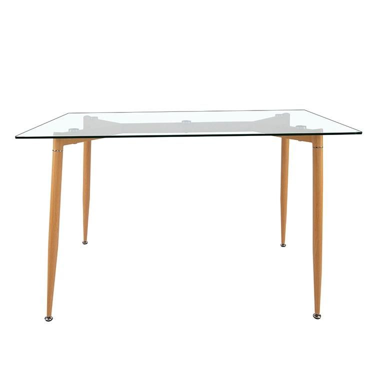 Free Sample Cheap Classic 4 Seater Modern Glass Top Dining Table with Chair Heat Transfer