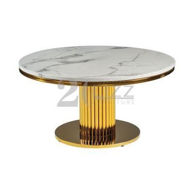 Nordic Style Living Room Furniture Dining Room Luxury Top Marble Table with Metal Leg