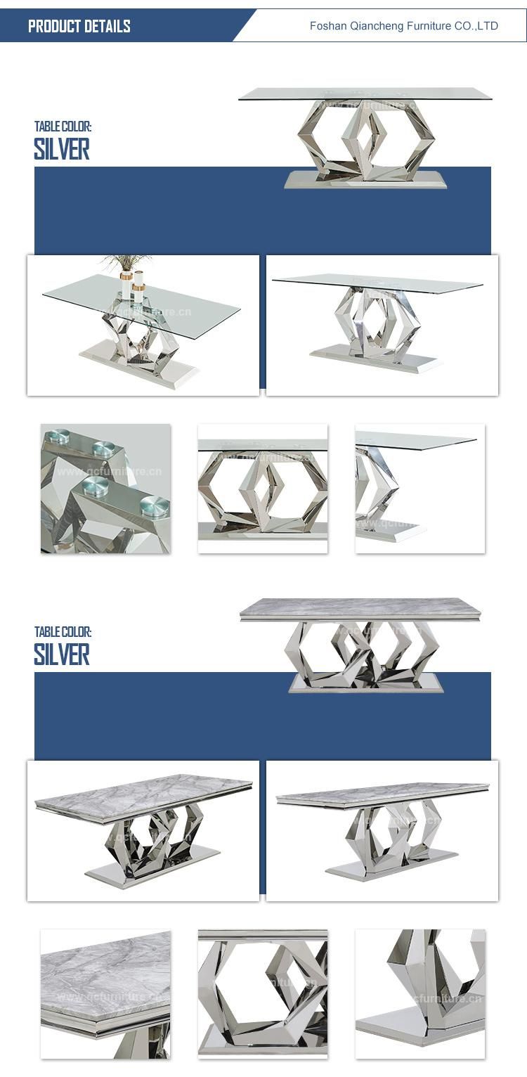 Designs Modern Metal Frame Tempered Glass Dining Tables