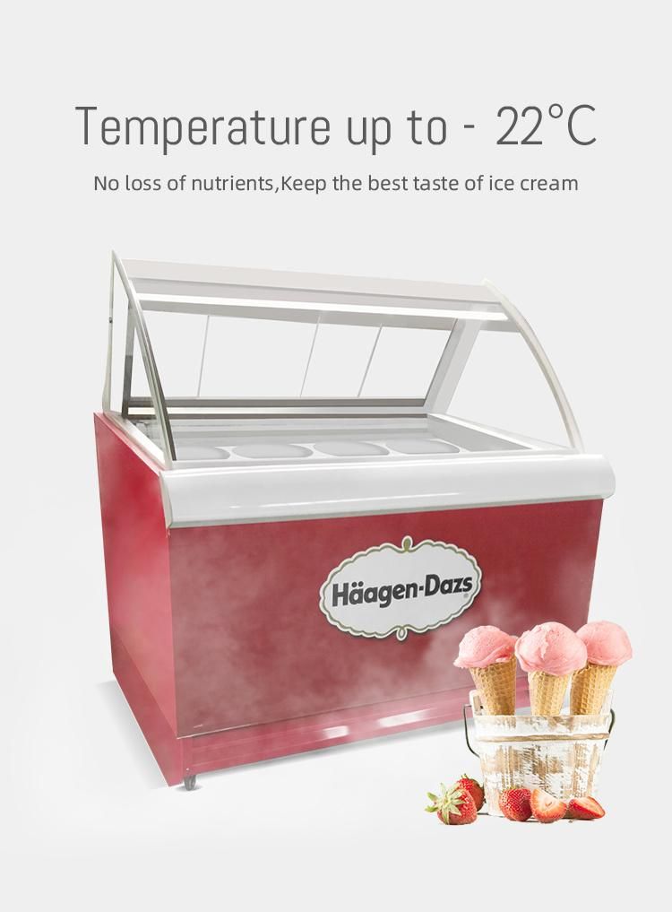 Commercial Deep Batch Ice Cream Counter Freezer Display Showcase
