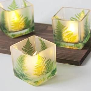 Square Shape Glass Candle Holder Jar with New Design