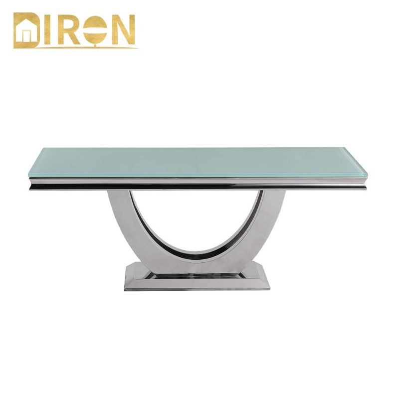 Guangdong Foshan Manufacturer Marble Glass Top Stainless Steel Coffee Table