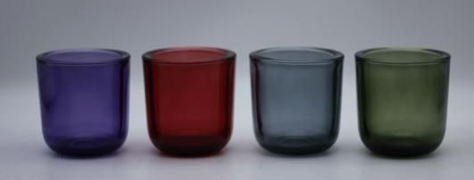 Glass Candle Holder with Various Color and Different Embossed Pattern