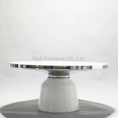 Tempered Glass Base Art Coffee Table Transparent Glass Golden Steel Frame Side Table Pure White