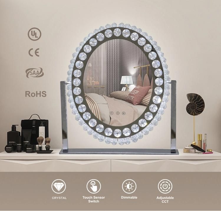 Hairdressing Furniture Diamond Styling Crystal Makeup LED Home Decoration Mirror