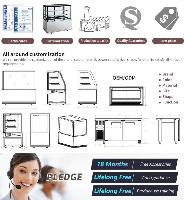 Stainless Steel 4 Layer Pastry Cake Display Fridge Bakery Display Cake Showcase Bakery Display Cabinet for Sale