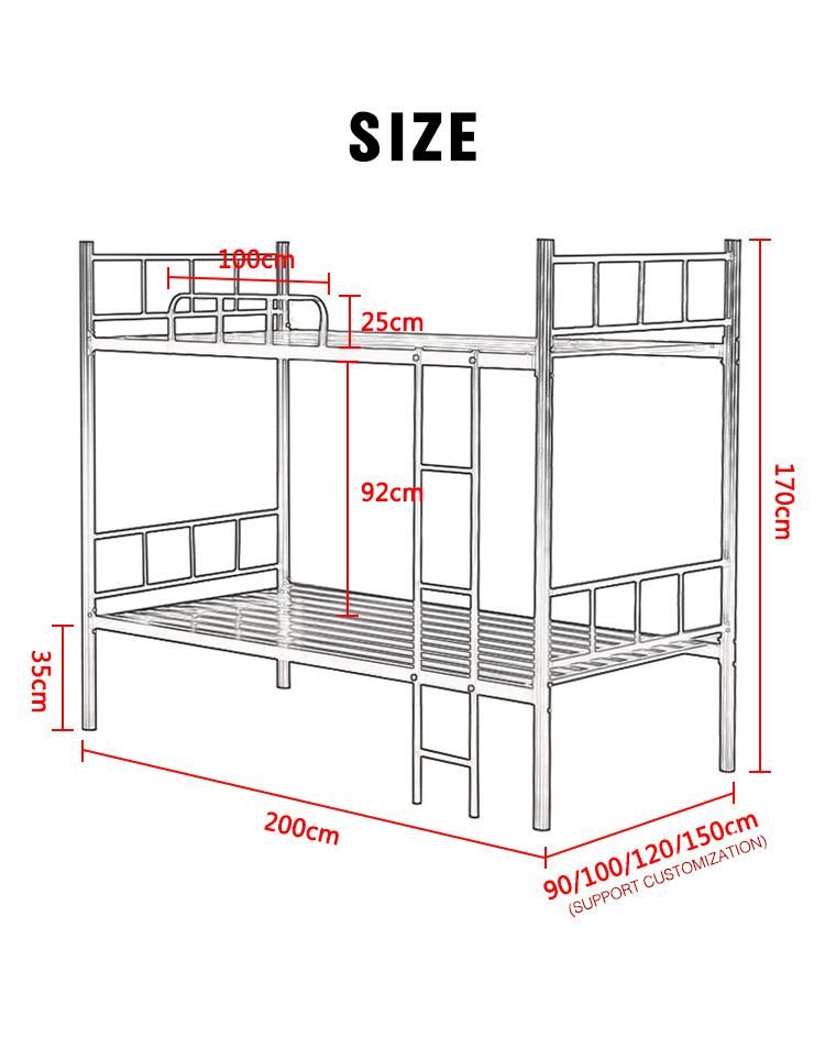 2022 Cheap Double Metal Frame Bed School Dorm Wooden Bunk Bed