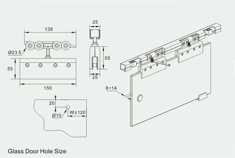 En1527 120kg Door Mass Glass Sliding Door Roller