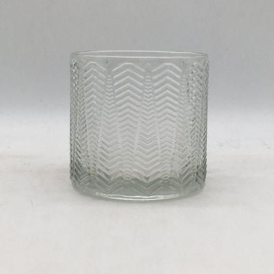 Clear Glass Candle Holder with Customized Frosted or Shiny Spray Color