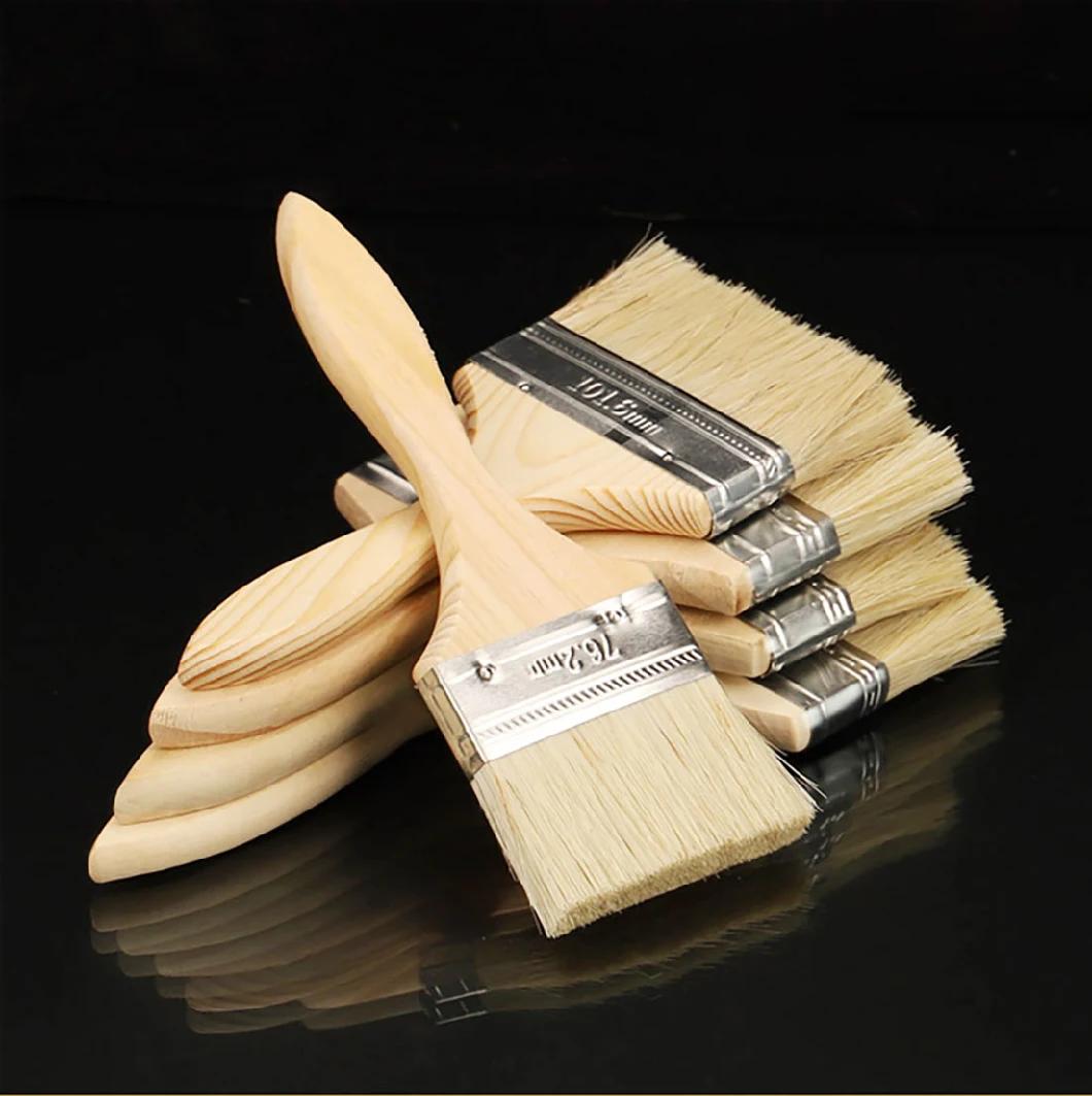 Wool Brush Wooden Handle Small Brush Decoration Painting Tools Paint Brush Flat Type Grill Brush Wholesale