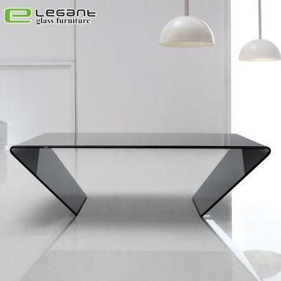 Modern Black Color Four Legs Glass Center Coffee Table