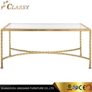 Europe Luxury Living Room Reverse Metal Stainless Steel Frame Glass Console