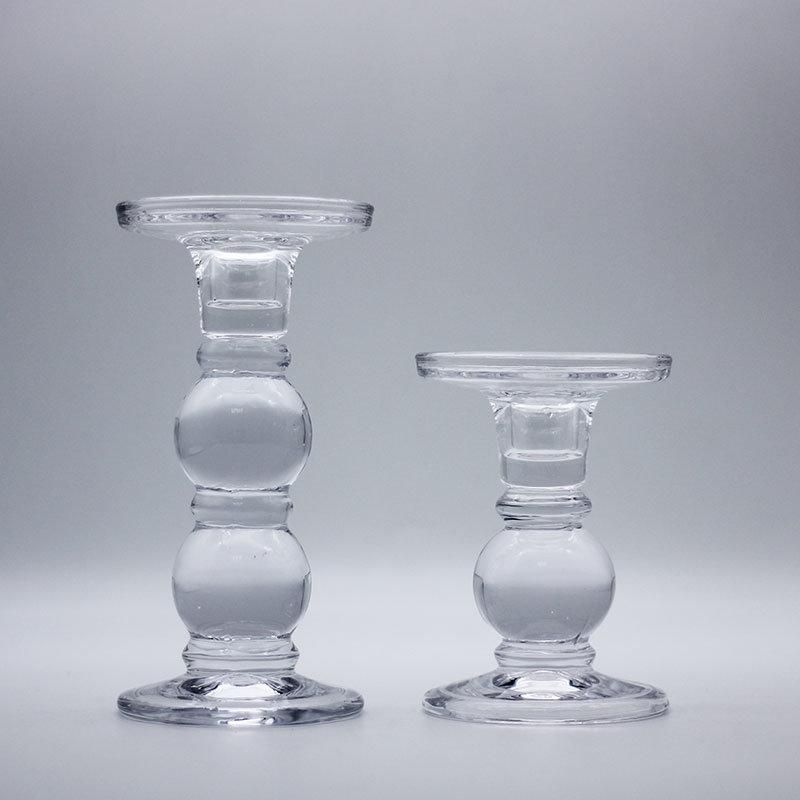 Clear Thick Glass Candle Holder for Long Thin Candle