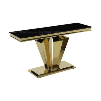 Grand Metal Front Entrance Golden Luxury Console Table
