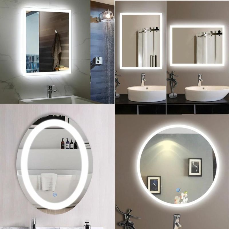 Bathroom Recessed or Surface Mounting Aluminum Mirror Medicine Cabinet with Adjustable Glass Shelves