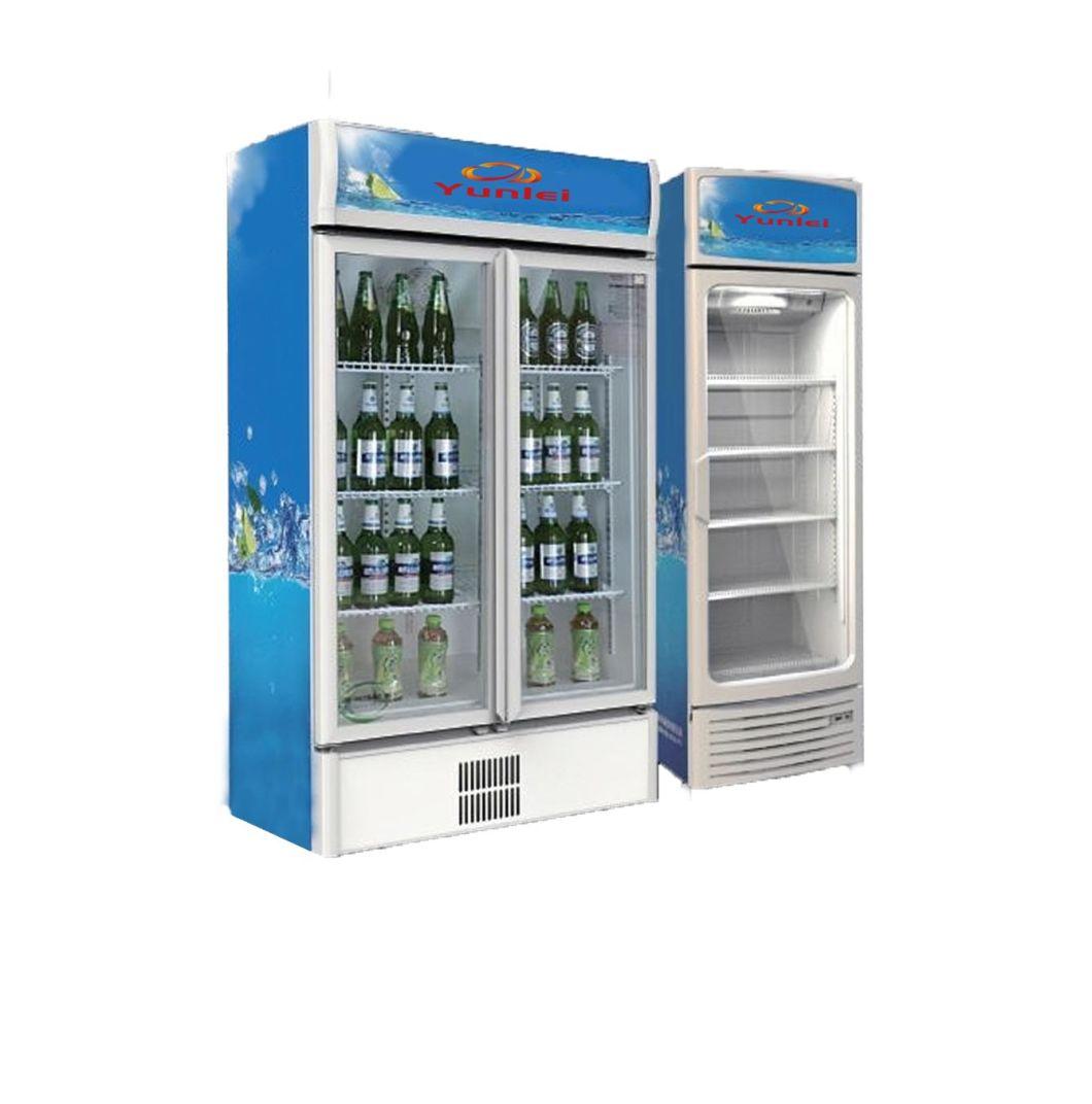Best High Quality Single Door Drink Chiller Commercial Glass Upright Display Refrigerator Fridge Fan Cooling Showcase