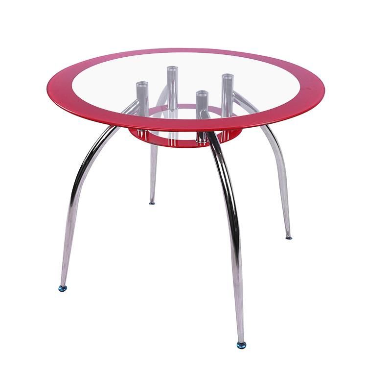 Factory Price Wholesale Glass Dining Table with Iron Metal Leg