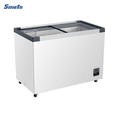 203L OEM Smeta Commercial Sliding Glass Door Ice Cream Display Chest Freezer Showcase