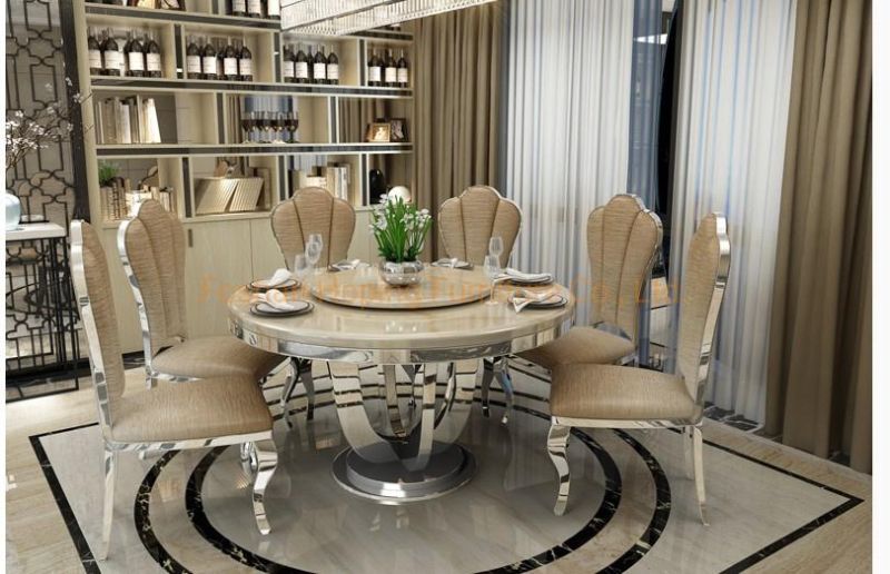 Marble Top 1+8 Set Home Furniture Gold Round Banquet Table Outdoor White Wedding Cake Table Chair Set Clear Glass Top Dining Table