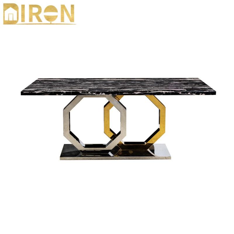 Glass/Marble Unfolded Diron Carton Box Customized Modern Dining Table Set