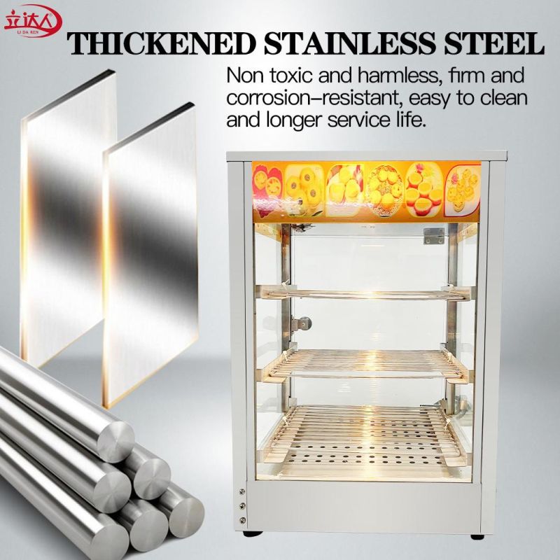 Cooking Machines Automatic Industrial Heating Panel Glass Food Pastry Display Warmer Showcase