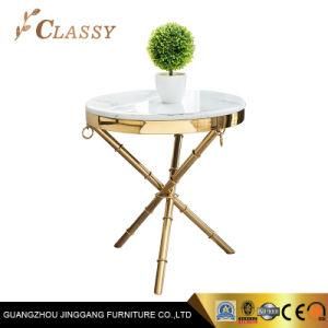 Elegant Home&Office Furniture Side Round Table Marble Stainless Steel Coffee Table Tea Table