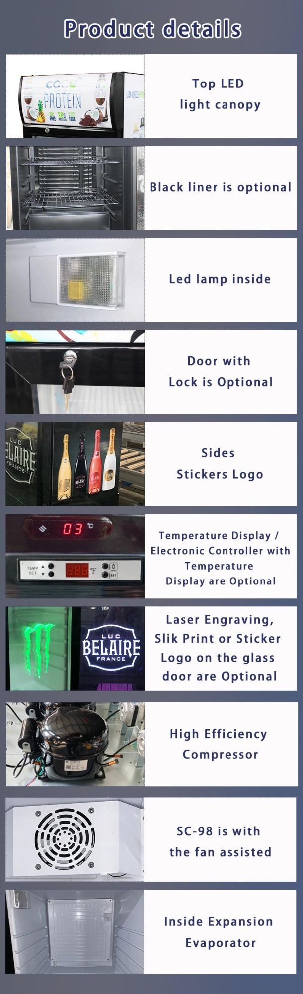 52L Commercial Glass Door Mini Fridge Showcase with Lock (SC-52)