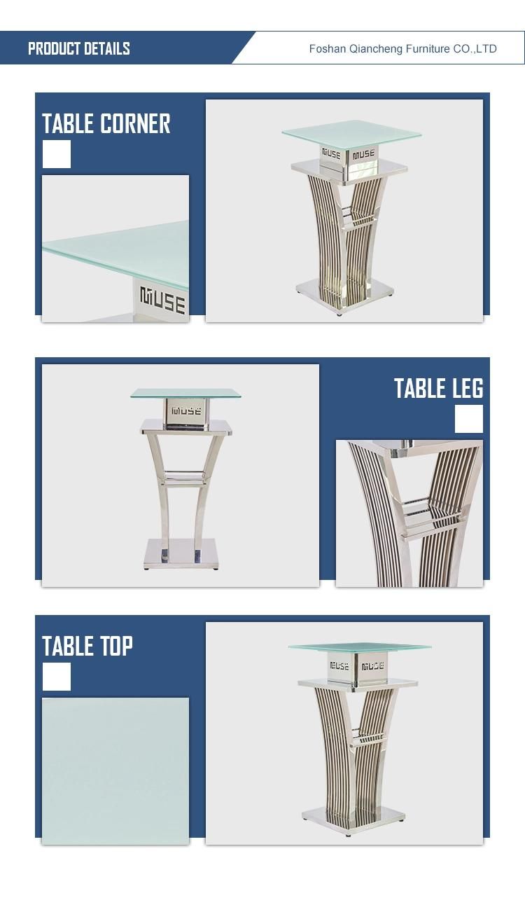 Cool Stainless Steel Bar Table with Glass Top