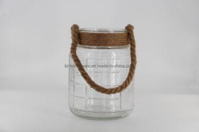 Glass Candle Holders with Rope Glass Jars for Flower and Candles for Home Decoration