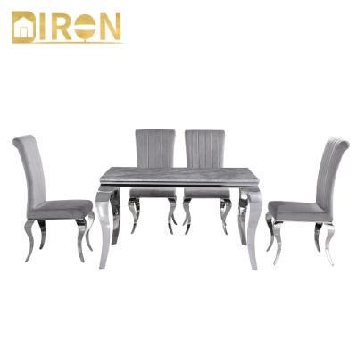 Factory Modern Luxury Restaurant Metal Rectangle Home Dining Room Dining Tables and Chairs Sets