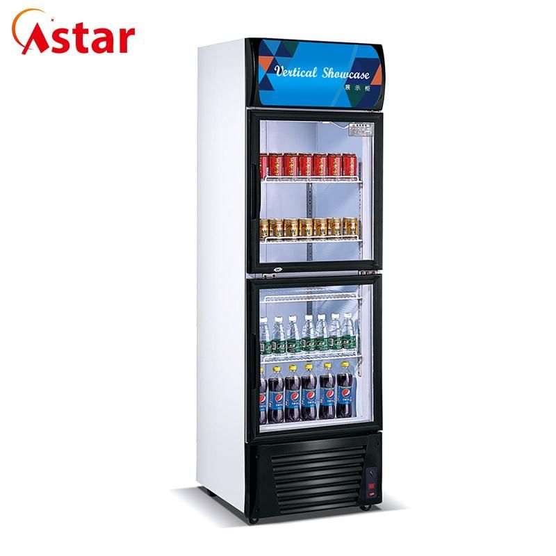 Two Glass Doors Beverage Showcase for Supermarket Drink Chiller Showcase