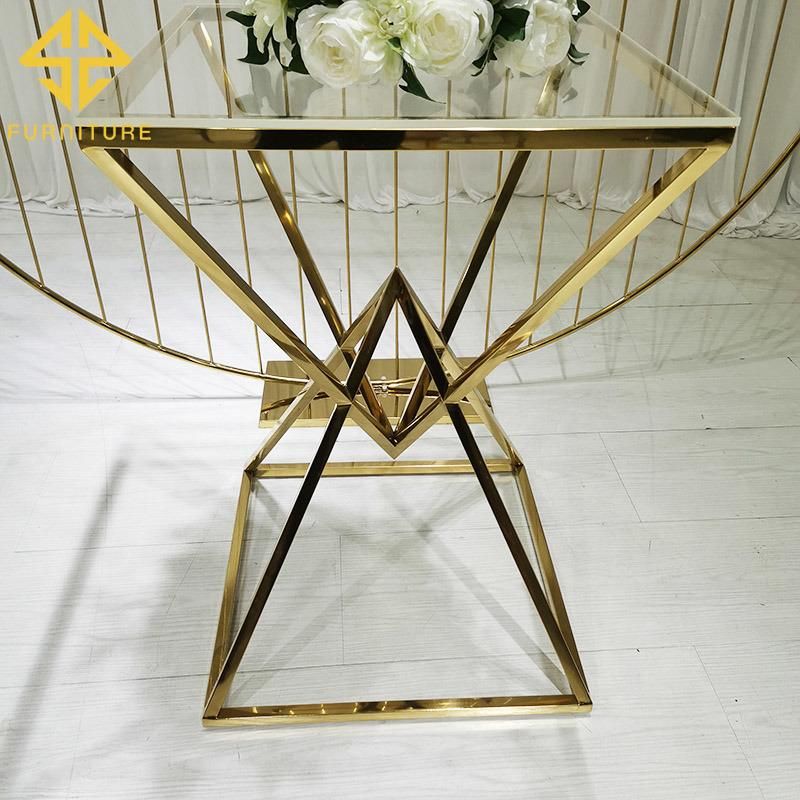 Modern Wedding Glass Top Cake Table for Event Hotel Banquet