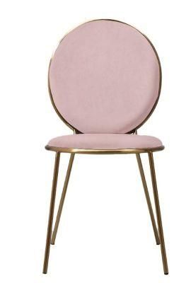Home Banquet Wedding Furniture Free Sample Luxury Style Round Velvet Cafe Dining Chair with Gold Legs