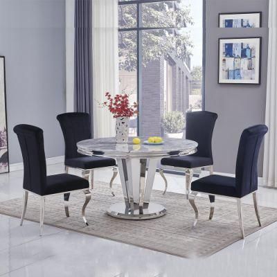 Chinese Furniture Marble Metal Dining Table Set