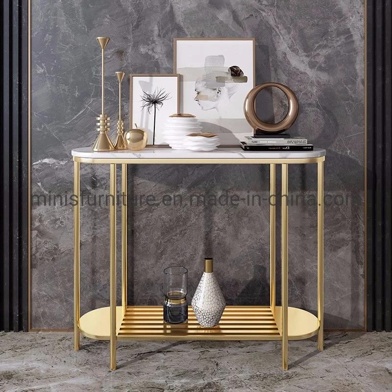 (MN-MS15) Good Quality Hotel Hallway Living Room Glass Top Gold Console Table