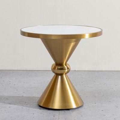 Hot Living Room Ss Furniture Gold Metal Marble End Side Table