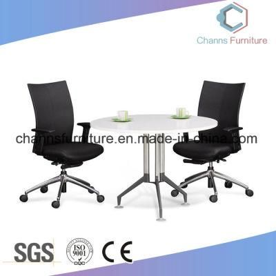 White Color Melamine Elegant Office Furniture Metal Round Meeting Desk
