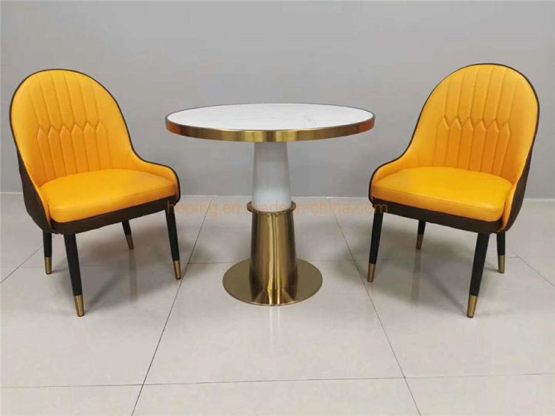 50 Cm Top Two Chair Table Set Marble Coffee Table for Hotel Home Furniture