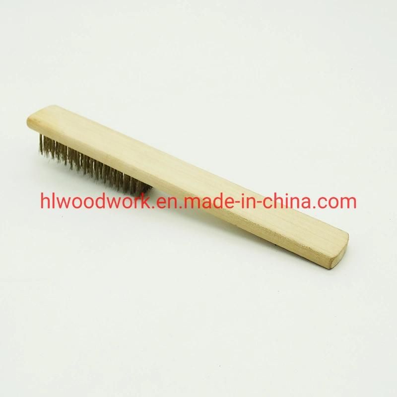 Brass Brush, Soft Brass Bristle Wire Brush, Wire Scratch Brush with Birchwood Handle Brass Wire