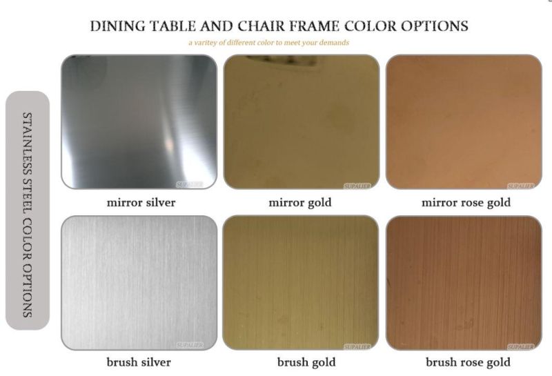 Modern Restaurant Chromed Steel Metal Base Artificial Marble Dining Tables