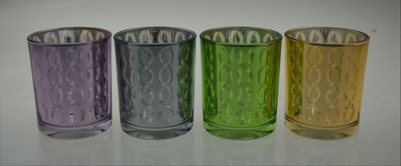 Mercury Different Colors and Patterns T-Light Glass Candle Holders for Daily Decoration