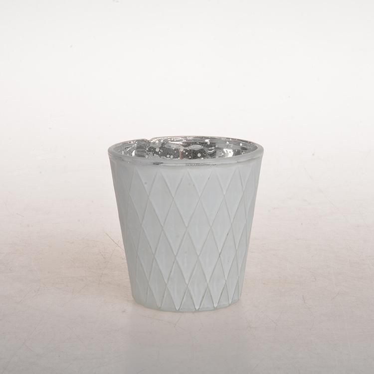 New Design Luxury Grey Frosted Custom Glass Candle Holder Jar for Home Decoration and Wedding