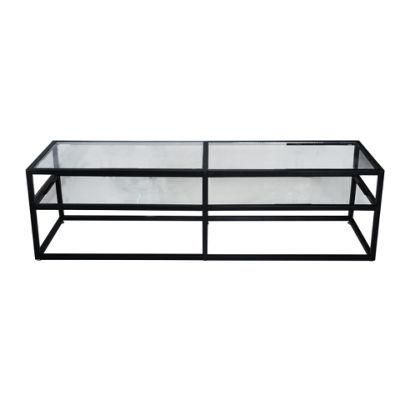 Simple Classic Home Furniture Selected Tempered Glass Console TV Table